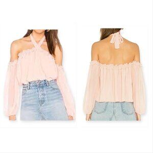 MISA Pink Lively Off the Shoulder Blouse, Size S NWT